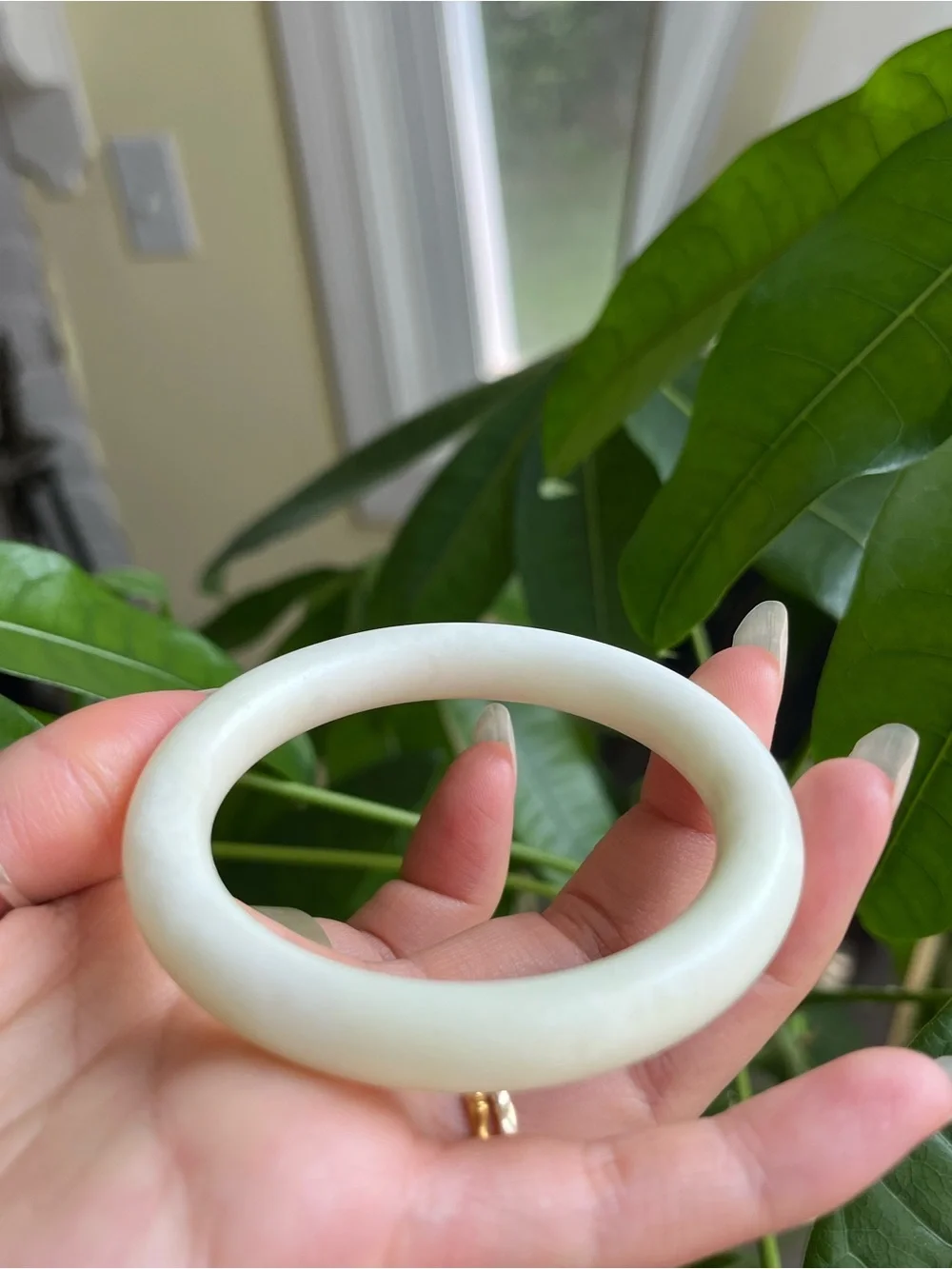 Xiu Jade Bangle Bracelet Light Creamy White - XS D: 52.2-52.4mm